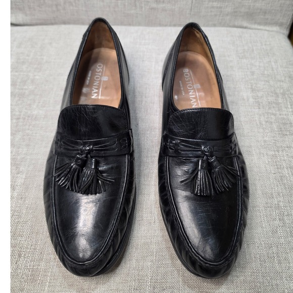 Bostonian Mens Black Leather Tassel Loafers Made in USA Dress Shoes 00628009 main image 7